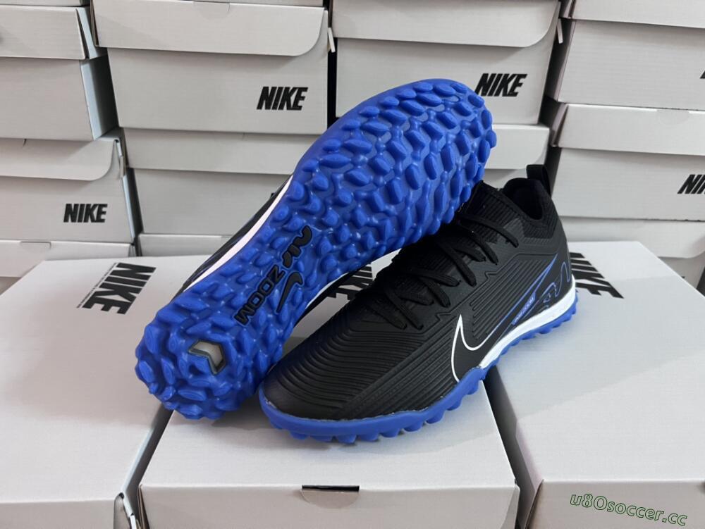 Unisex Nike Air Zoom Mercurial Vapor 15 Pro TF Artificial Turf Low-Tops Football Shoes - Black/White/Blue