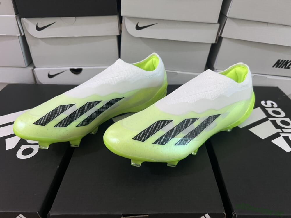 Men's Adidas X Crazyfast.1 LL FG Firm Ground Low-Tops Football Boots - Green/Black/White