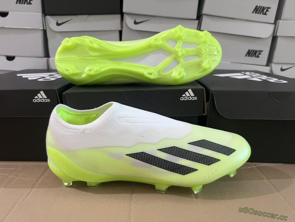 Men's Adidas X Crazyfast.1 LL FG Firm Ground Low-Tops Football Boots - Green/Black/White