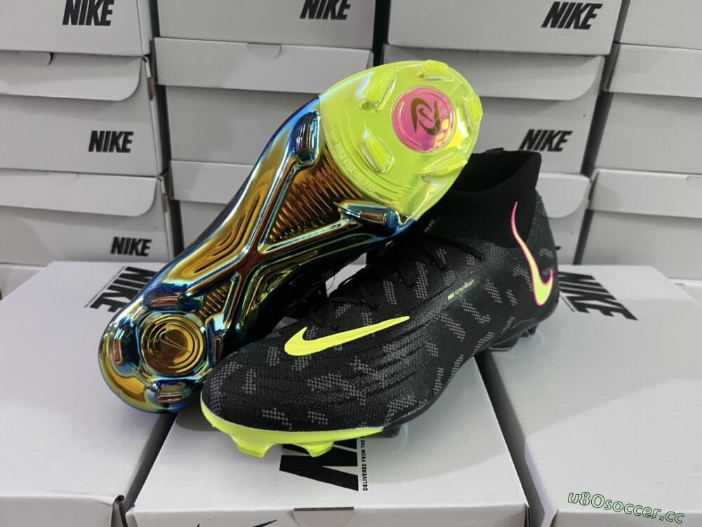 Men's Nike Phantom Luna Elite FG Firm Ground High-Tops Football Boots - Black/Yellow/Pink