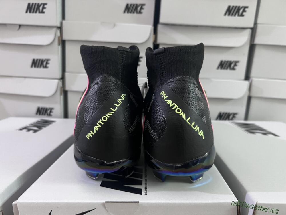 Men's Nike Phantom Luna Elite FG Firm Ground High-Tops Football Boots - Black/Yellow/Pink