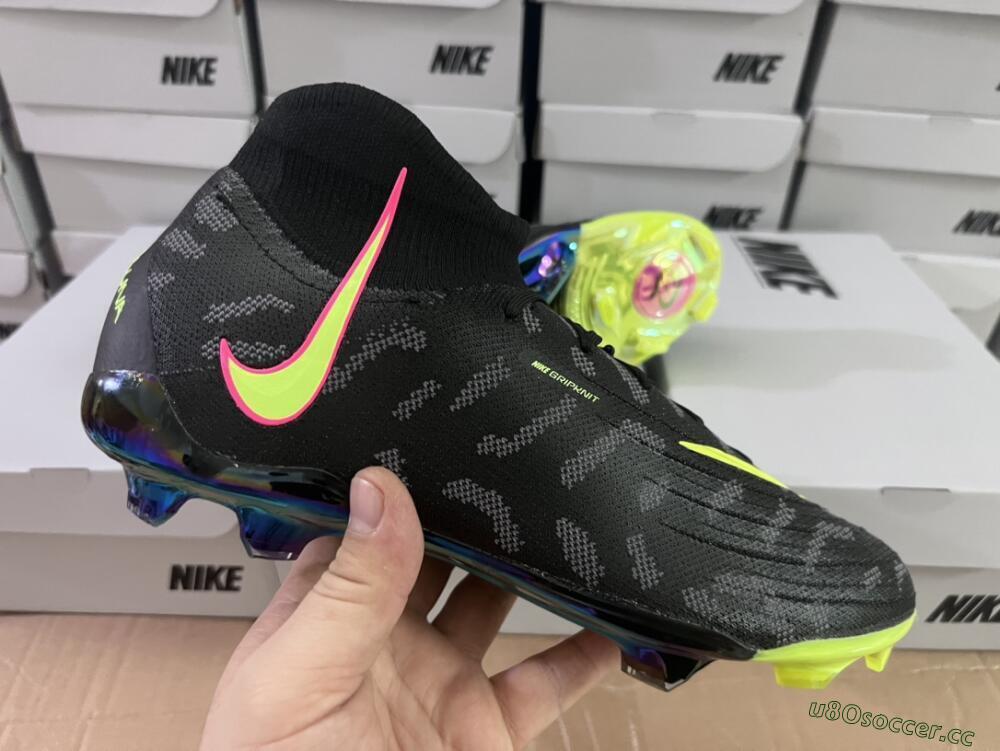 Men's Nike Phantom Luna Elite FG Firm Ground High-Tops Football Boots - Black/Yellow/Pink