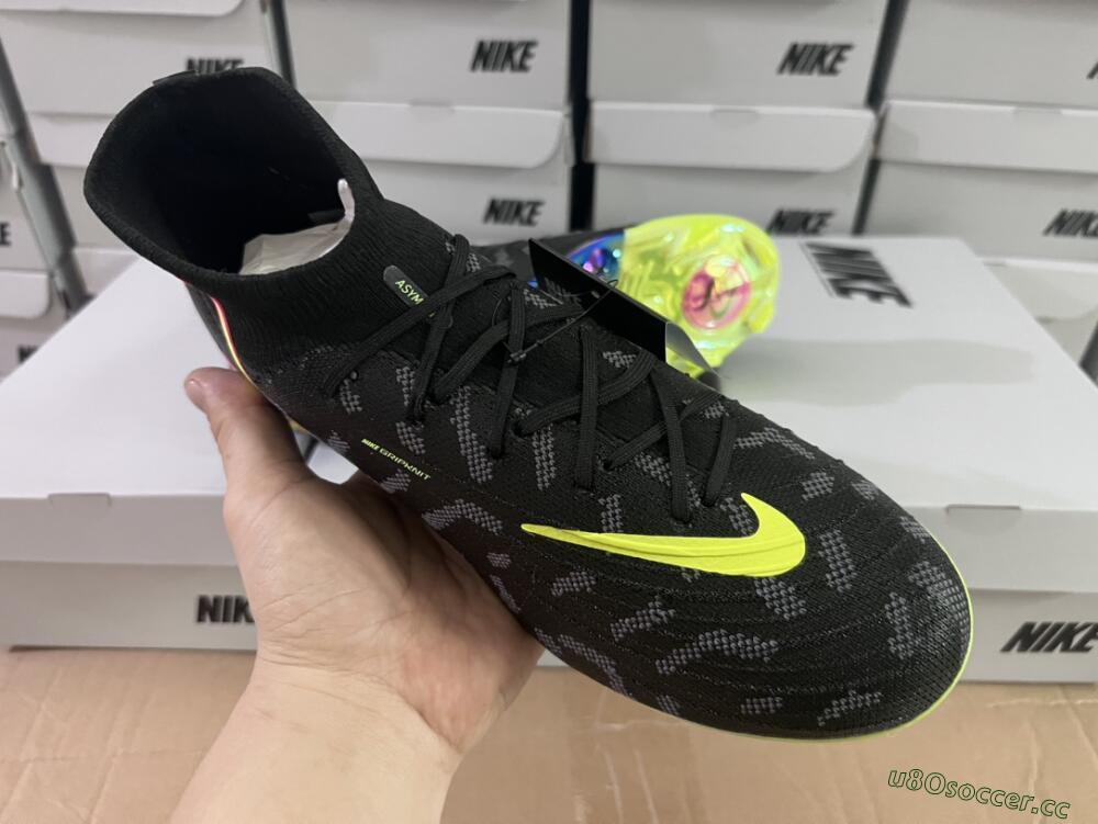 Men's Nike Phantom Luna Elite FG Firm Ground High-Tops Football Boots - Black/Yellow/Pink