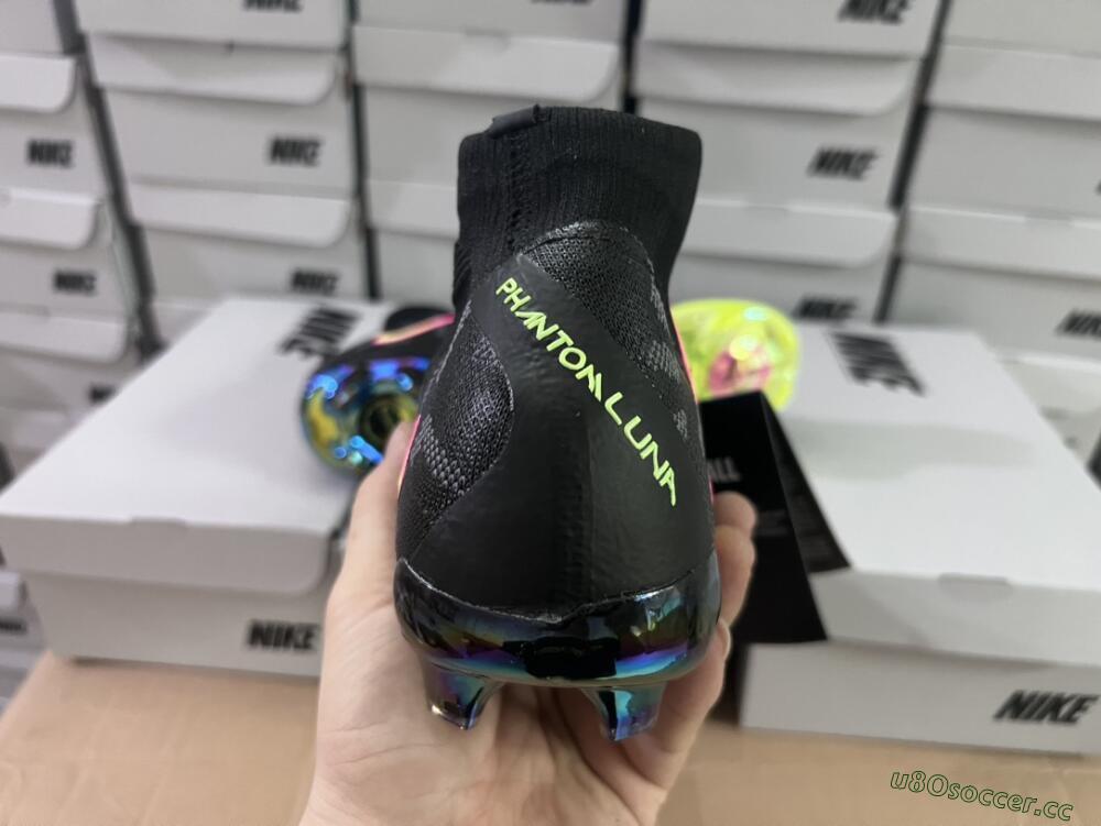Men's Nike Phantom Luna Elite FG Firm Ground High-Tops Football Boots - Black/Yellow/Pink