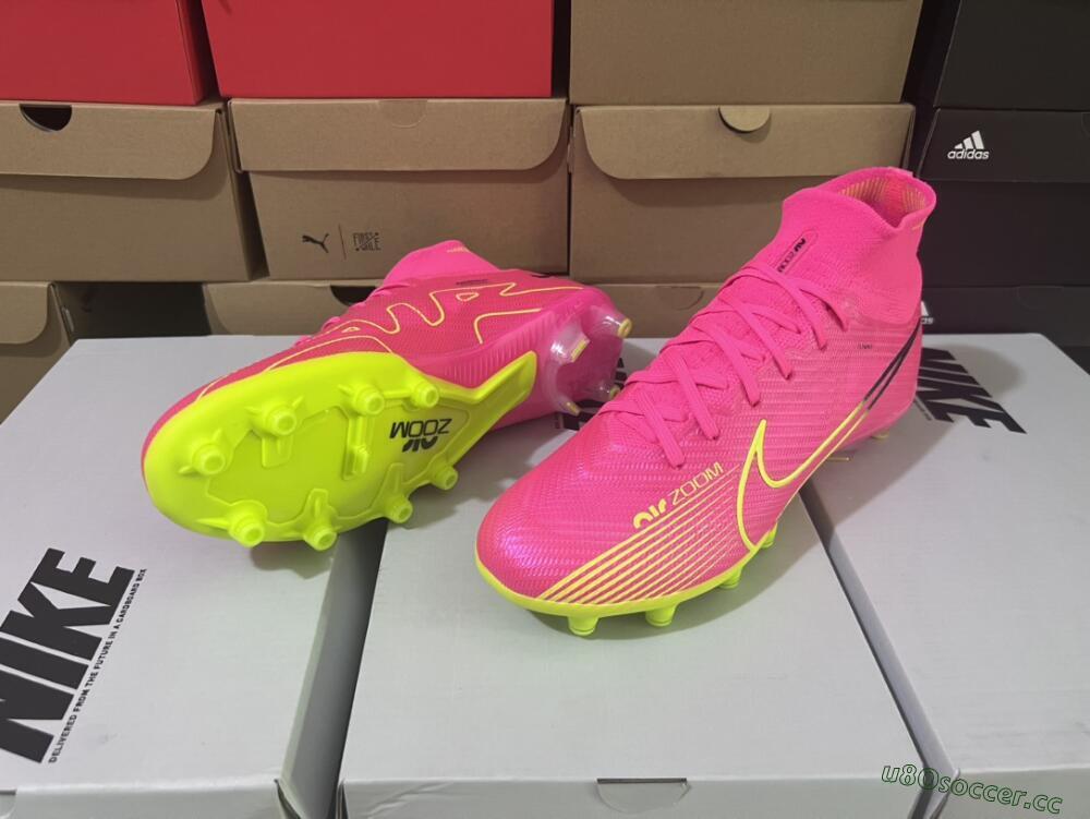 Unisex Nike Zoom Superfly 9 Elite SE AG Artificial Grass High-Tops Football Boots - Pink/Green