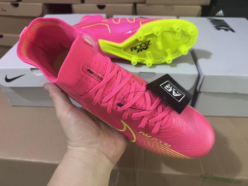 Unisex Nike Zoom Superfly 9 Elite SE AG Artificial Grass High-Tops Football Boots - Pink/Green