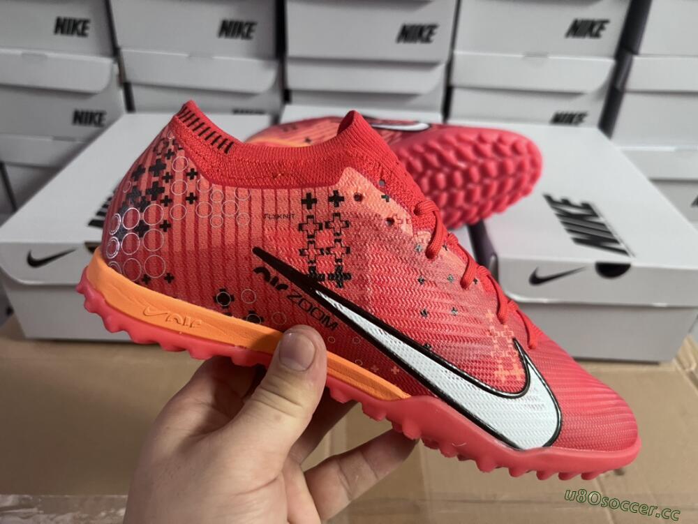 Men's Nike Air Zoom Mercurial Vapor 15 Pro TF Artificial Turf Low-Tops Football Shoes - Red/White/Black