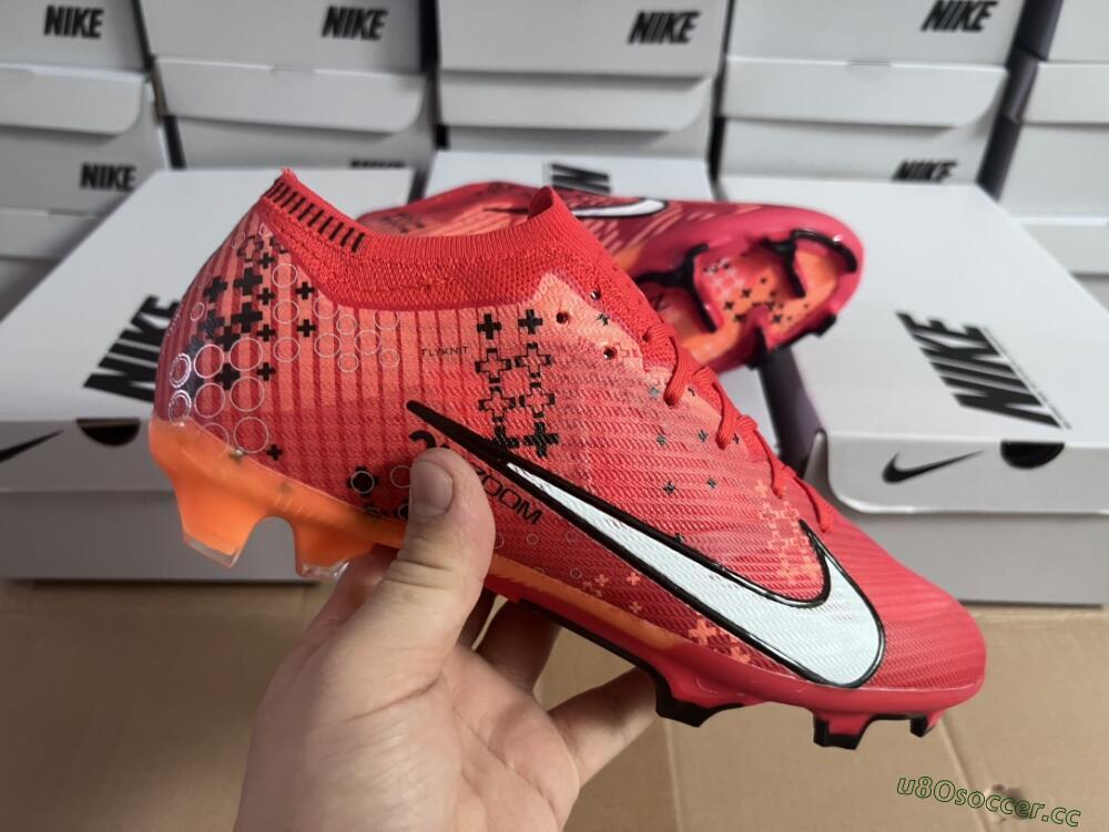 Men's Nike AIR Zoom Mercurial Vapor 15 Elite FG Firm Ground Low-Tops Football Boots - Orange/White/Black