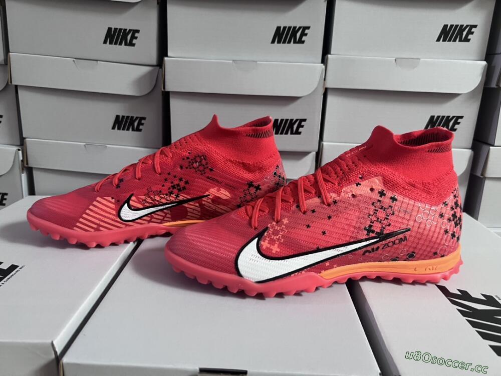 Unisex Nike Air Zoom Mercurial Superfly 9 Elite TF Artificial Turf High-Tops Football Shoes - Red/White/Black