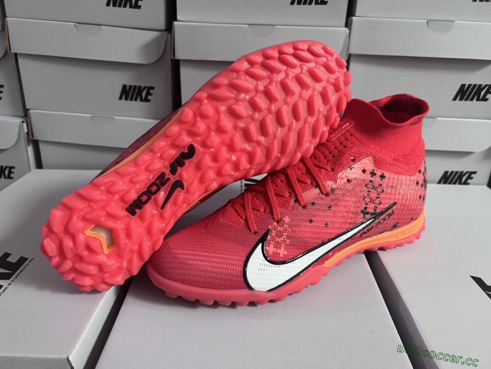 Unisex Nike Air Zoom Mercurial Superfly 9 Elite TF Artificial Turf High-Tops Football Shoes - Red/White/Black