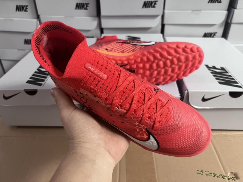 Unisex Nike Air Zoom Mercurial Superfly 9 Elite TF Artificial Turf High-Tops Football Shoes - Red/White/Black