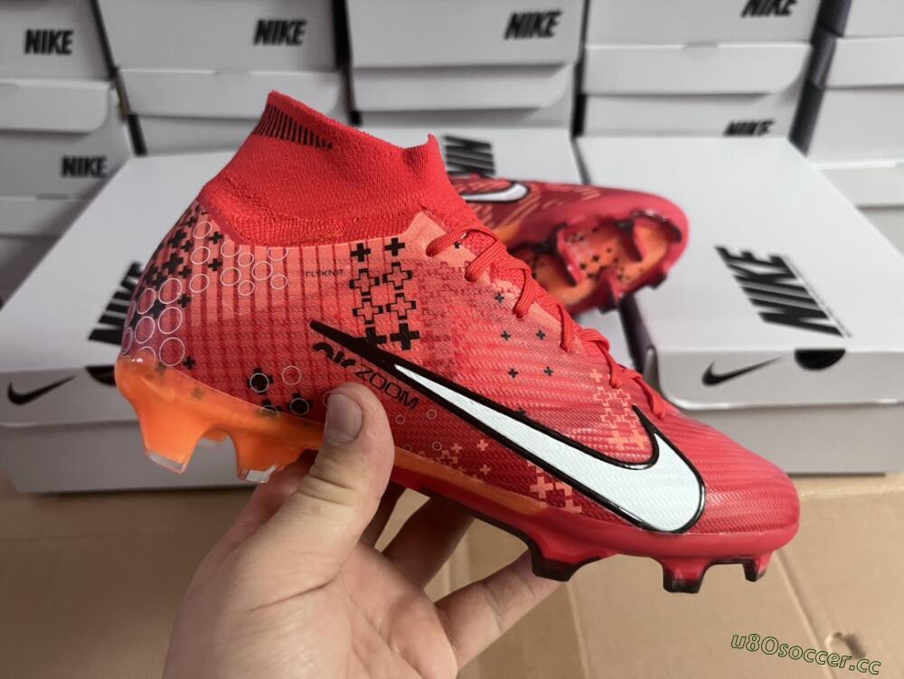 Men's Nike Air Zoom Mercurial Superfly 9 Elite FG Firm Ground High-Tops Football Boots - Orange/White/Black