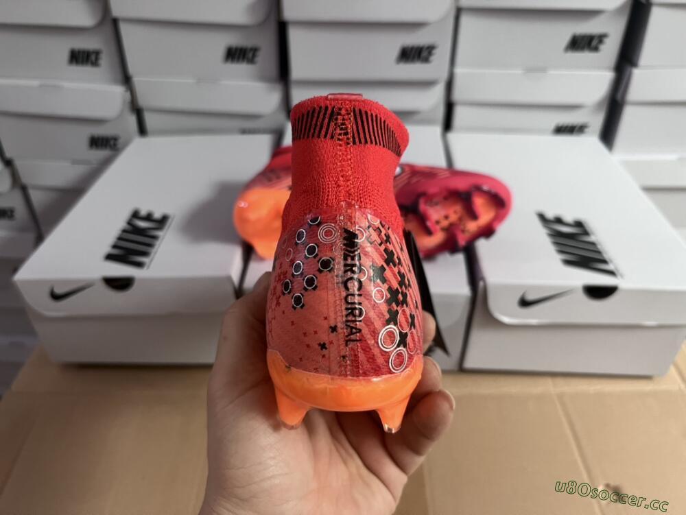 Men's Nike Air Zoom Mercurial Superfly 9 Elite FG Firm Ground High-Tops Football Boots - Orange/White/Black