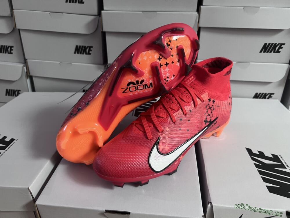 Men's Nike Air Zoom Mercurial Superfly 9 Elite FG Firm Ground High-Tops Football Boots - Orange/White/Black