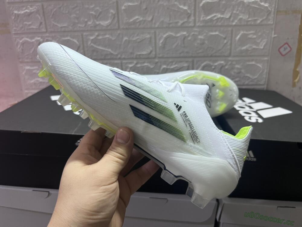 Men's Adidas F50 Adizero FG Firm Ground Low-Tops Football Boots - White/Black/Yellow