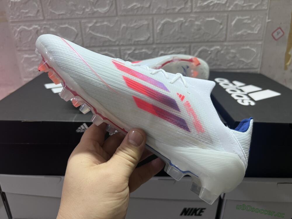 Men's Adidas F50 Adizero FG Firm Ground Low-Tops Football Boots - White/Red/Blue