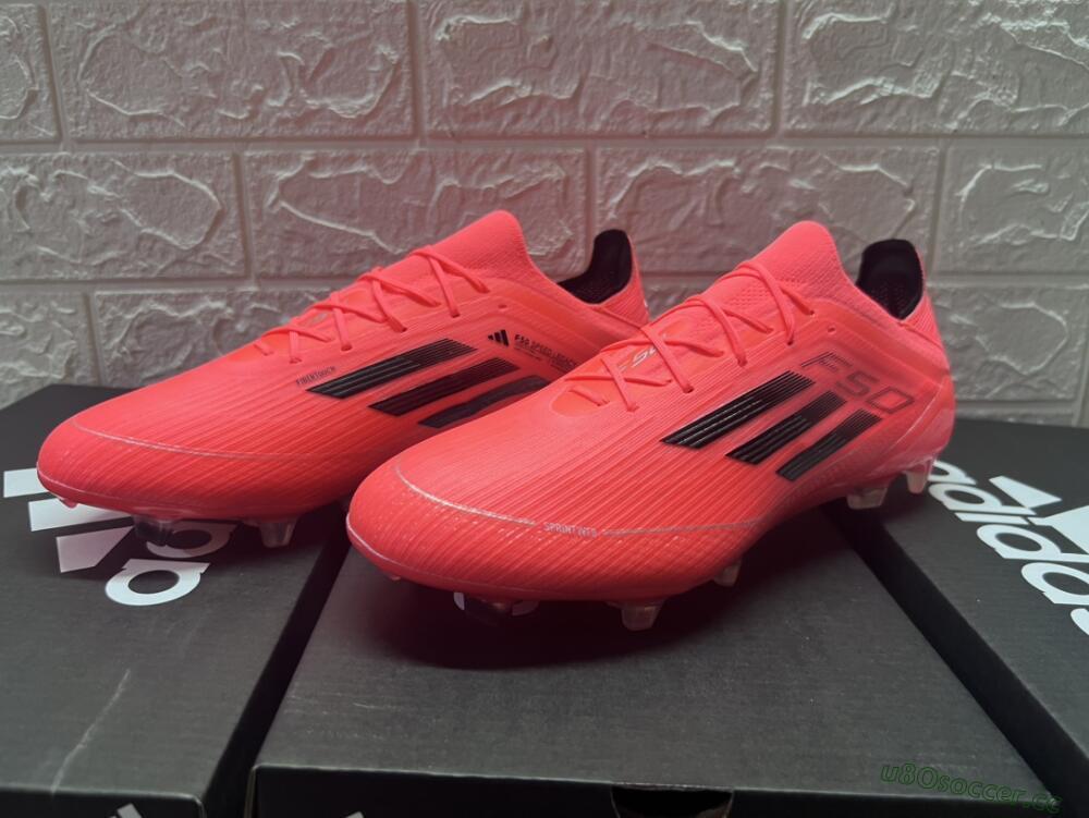 Men's Adidas F50 Adizero FG Firm Ground Low-Tops Football Boots - Red/Black