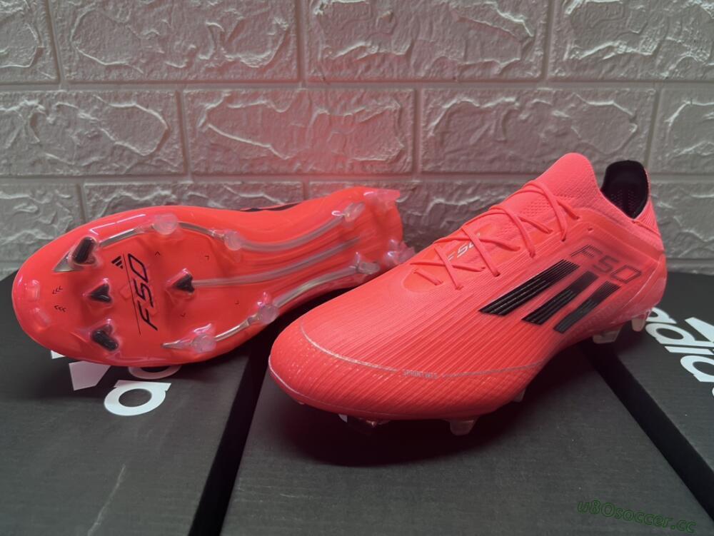 Men's Adidas F50 Adizero FG Firm Ground Low-Tops Football Boots - Red/Black