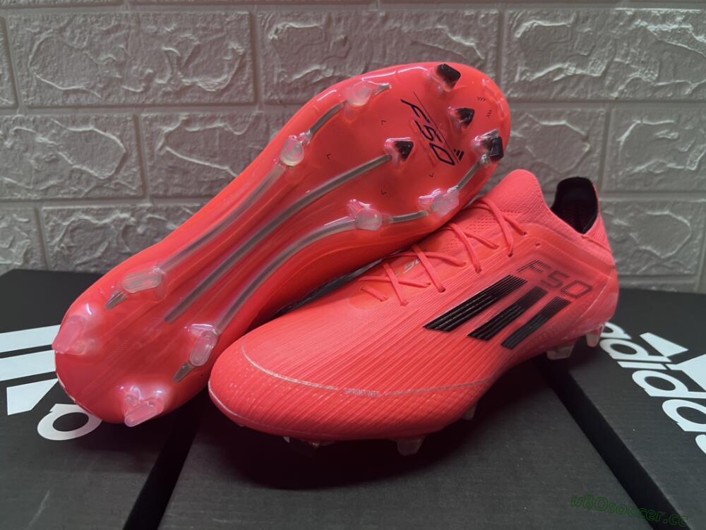 Men's Adidas F50 Adizero FG Firm Ground Low-Tops Football Boots - Red/Black
