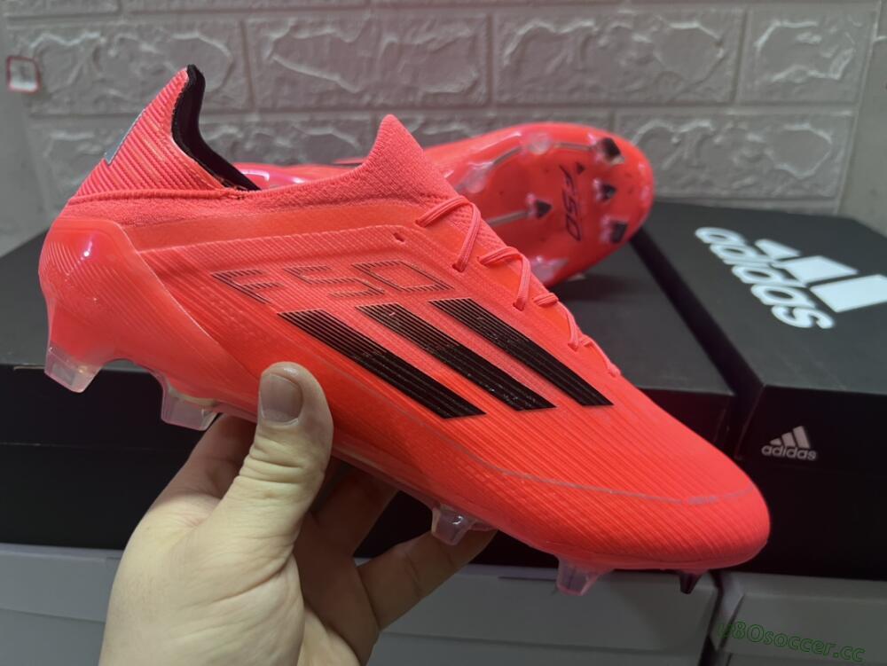 Men's Adidas F50 Adizero FG Firm Ground Low-Tops Football Boots - Red/Black