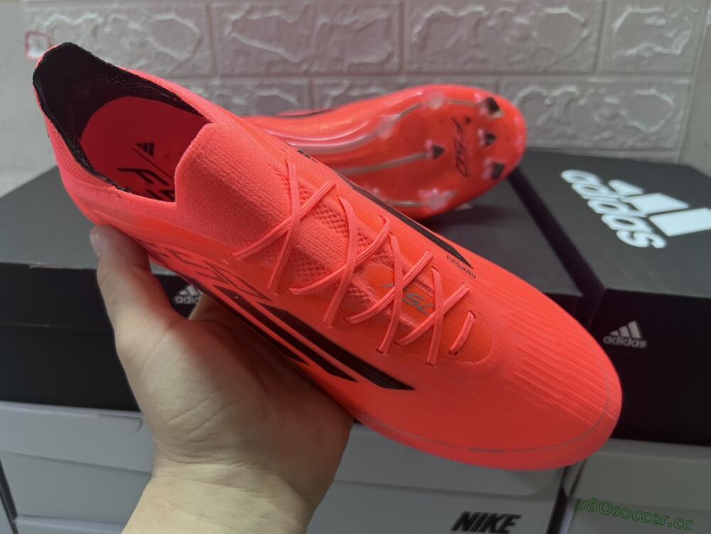 Men's Adidas F50 Adizero FG Firm Ground Low-Tops Football Boots - Red/Black