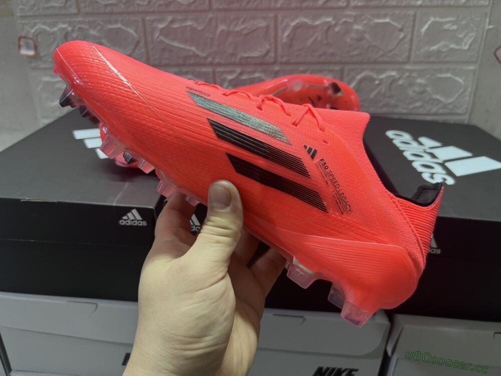Men's Adidas F50 Adizero FG Firm Ground Low-Tops Football Boots - Red/Black