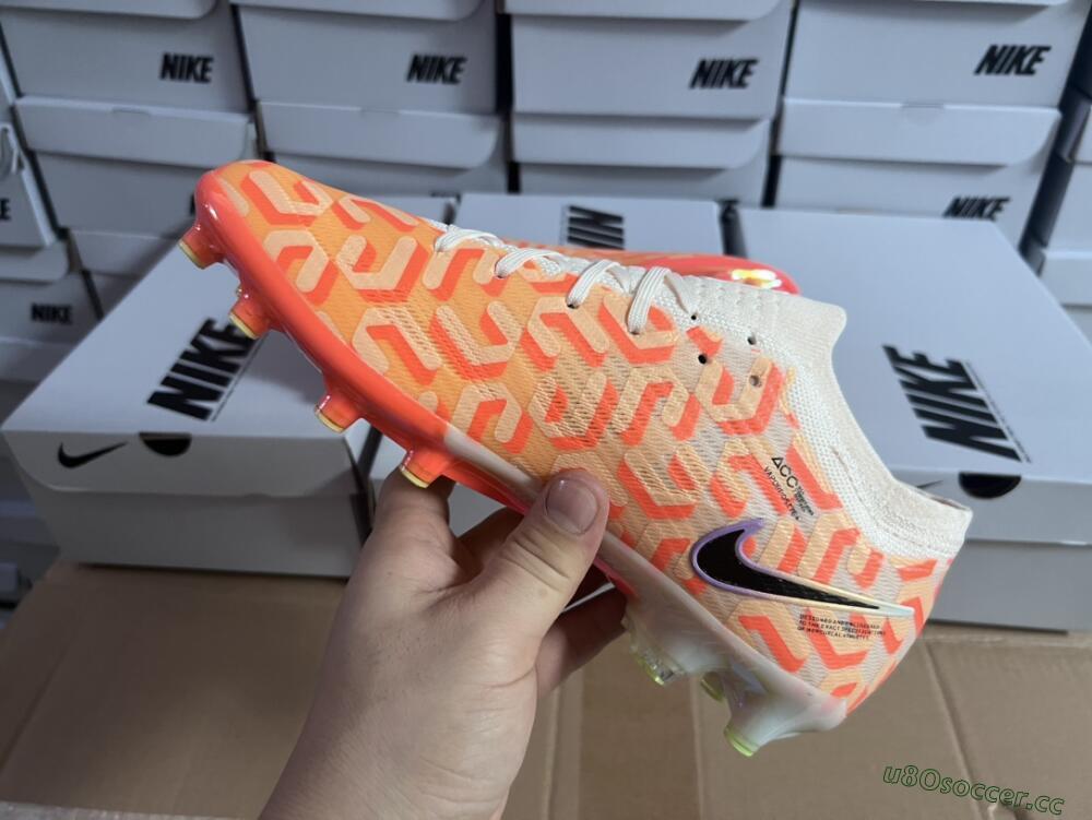 Men's Nike Air Zoom Mercurial Vapor 15 Elite AG Artificial Grass Low-Tops Football Boots - Orange/Black/Purple