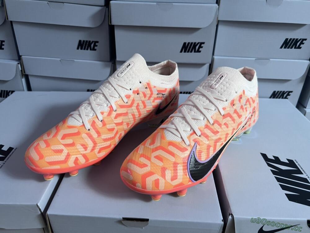 Men's Nike Air Zoom Mercurial Vapor 15 Elite AG Artificial Grass Low-Tops Football Boots - Orange/Black/Purple