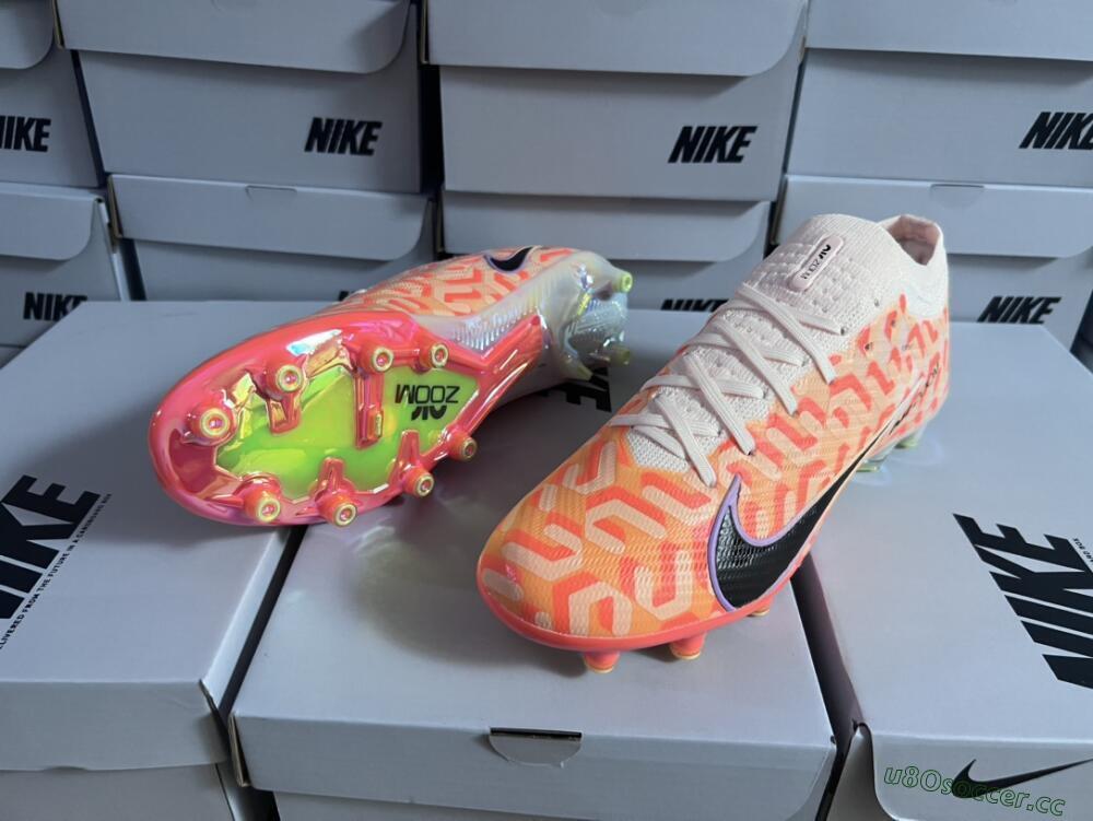 Men's Nike Air Zoom Mercurial Vapor 15 Elite AG Artificial Grass Low-Tops Football Boots - Orange/Black/Purple