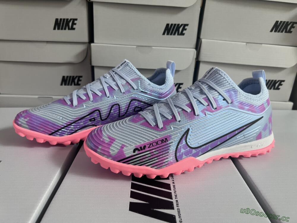Unisex Nike Air Zoom Mercurial Vapor 15 Pro TF Artificial Turf Low-Tops Football Shoes - Silver/Purple/Red
