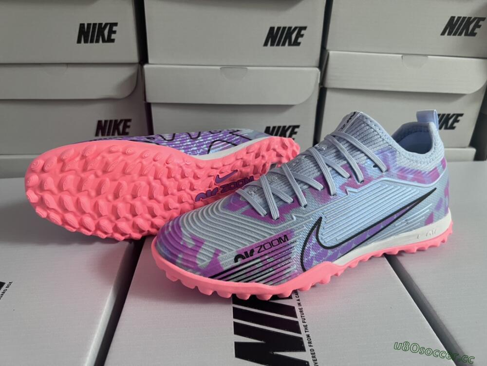 Unisex Nike Air Zoom Mercurial Vapor 15 Pro TF Artificial Turf Low-Tops Football Shoes - Silver/Purple/Red