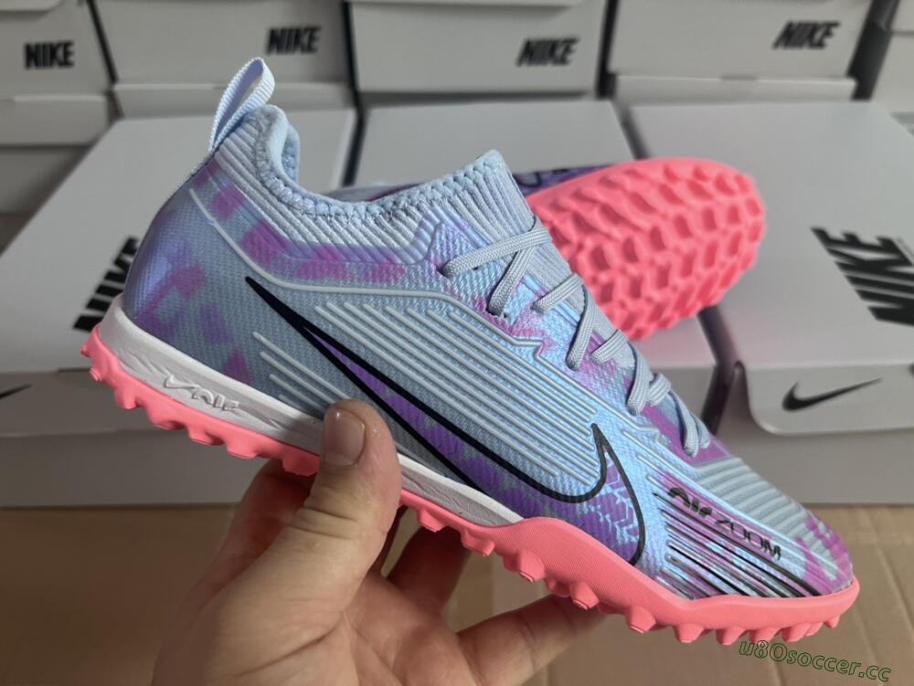 Unisex Nike Air Zoom Mercurial Vapor 15 Pro TF Artificial Turf Low-Tops Football Shoes - Silver/Purple/Red
