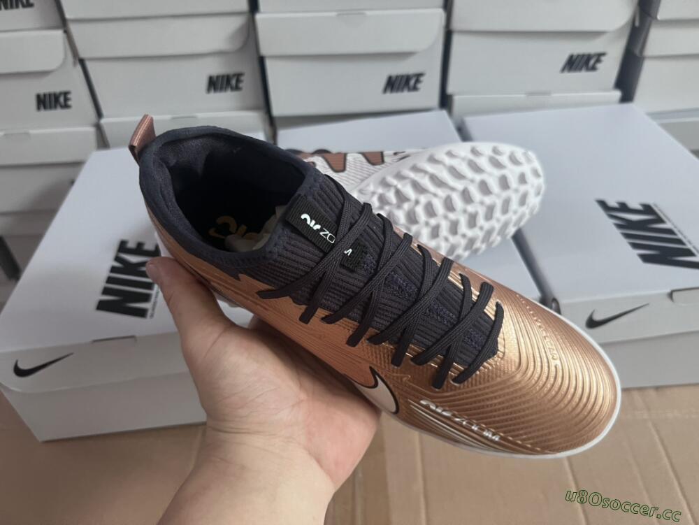 Unisex Nike Air Zoom Mercurial Vapor 15 Pro TF Artificial Turf Low-Tops Football Shoes - Rose Gold/Black/White