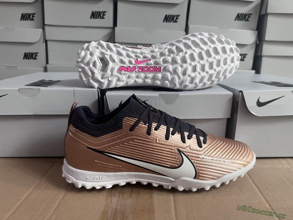 Unisex Nike Air Zoom Mercurial Vapor 15 Pro TF Artificial Turf Low-Tops Football Shoes - Rose Gold/Black/White