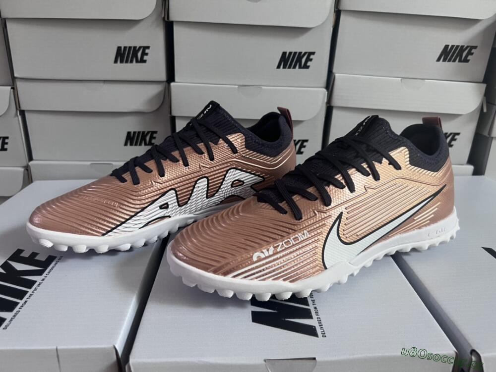 Unisex Nike Air Zoom Mercurial Vapor 15 Pro TF Artificial Turf Low-Tops Football Shoes - Rose Gold/Black/White