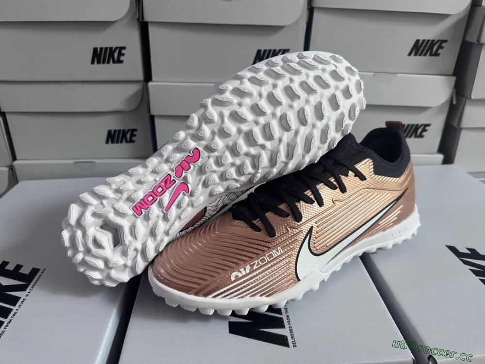 Unisex Nike Air Zoom Mercurial Vapor 15 Pro TF Artificial Turf Low-Tops Football Shoes - Rose Gold/Black/White