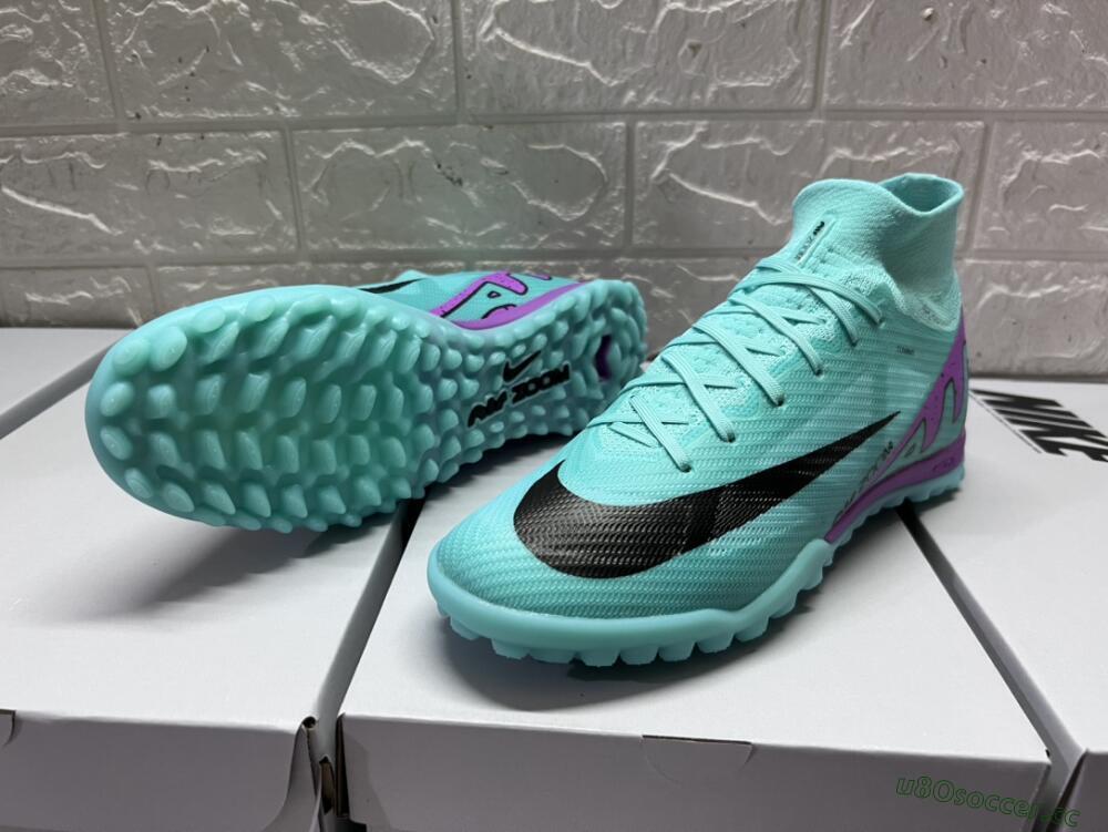 Unisex Nike Air Zoom Mercurial Superfly 9 Elite TF Artificial Turf High-Tops Football Shoes - Blue/Black/Purple