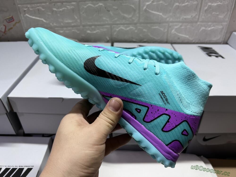 Unisex Nike Air Zoom Mercurial Superfly 9 Elite TF Artificial Turf High-Tops Football Shoes - Blue/Black/Purple