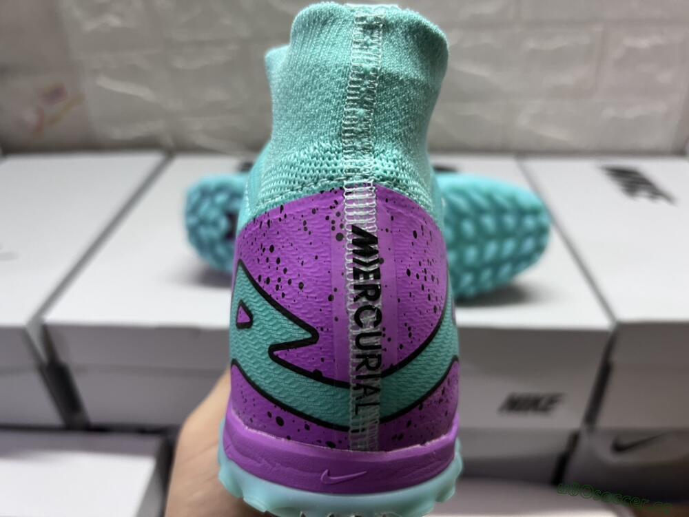 Unisex Nike Air Zoom Mercurial Superfly 9 Elite TF Artificial Turf High-Tops Football Shoes - Blue/Black/Purple