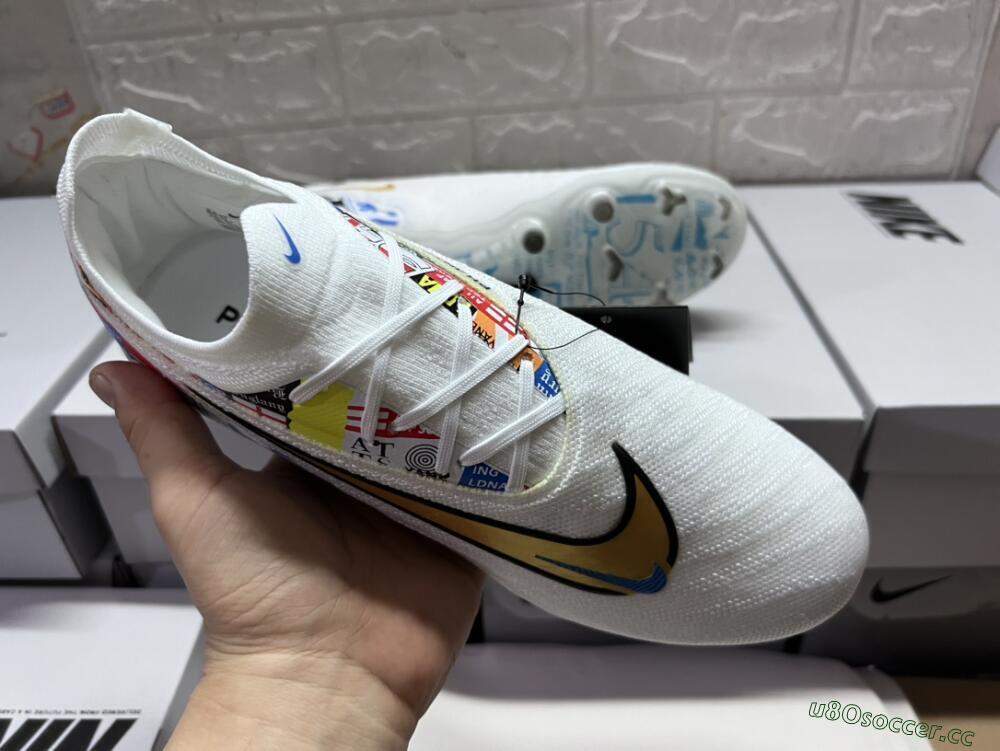 Men's Harry Kane X Nike Phantom GX Elite FG Firm Ground Low-Tops Football Boots - White/Rainbow