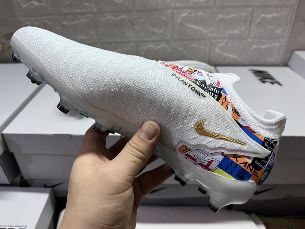 Men's Harry Kane X Nike Phantom GX Elite FG Firm Ground Low-Tops Football Boots - White/Rainbow