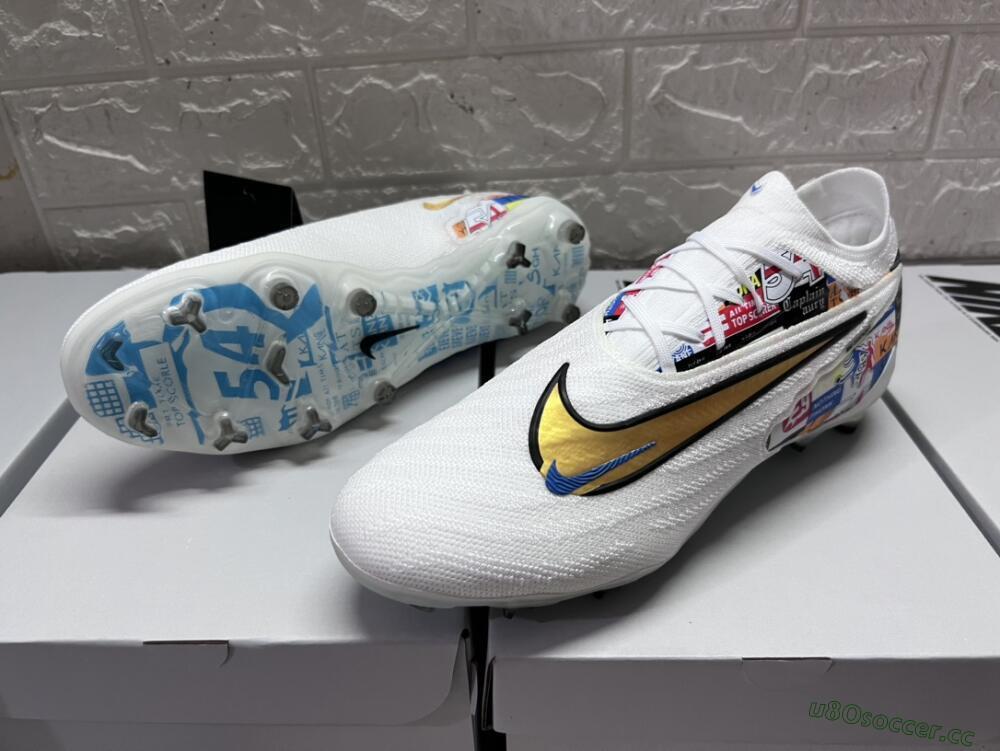 Men's Harry Kane X Nike Phantom GX Elite FG Firm Ground Low-Tops Football Boots - White/Rainbow