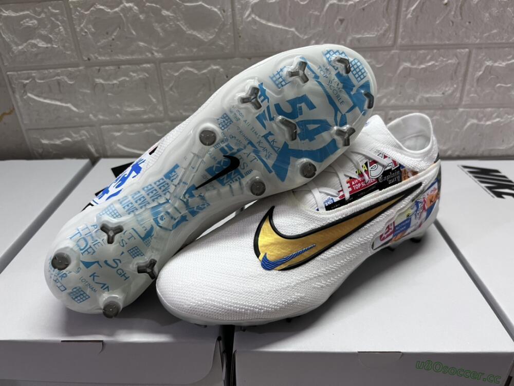 Men's Harry Kane X Nike Phantom GX Elite FG Firm Ground Low-Tops Football Boots - White/Rainbow