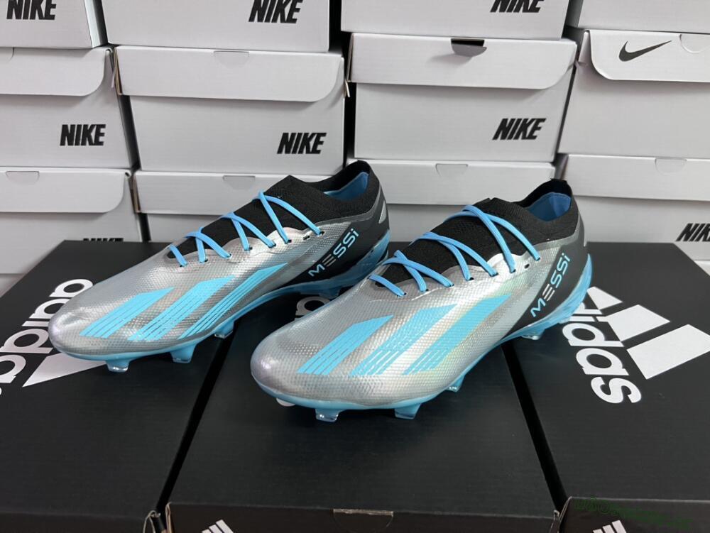 Unisex Adidas X Speedportal .1 2022 World Cup Boots FG Firm Ground Low-Tops Football Boots - Silver/Blue/Black