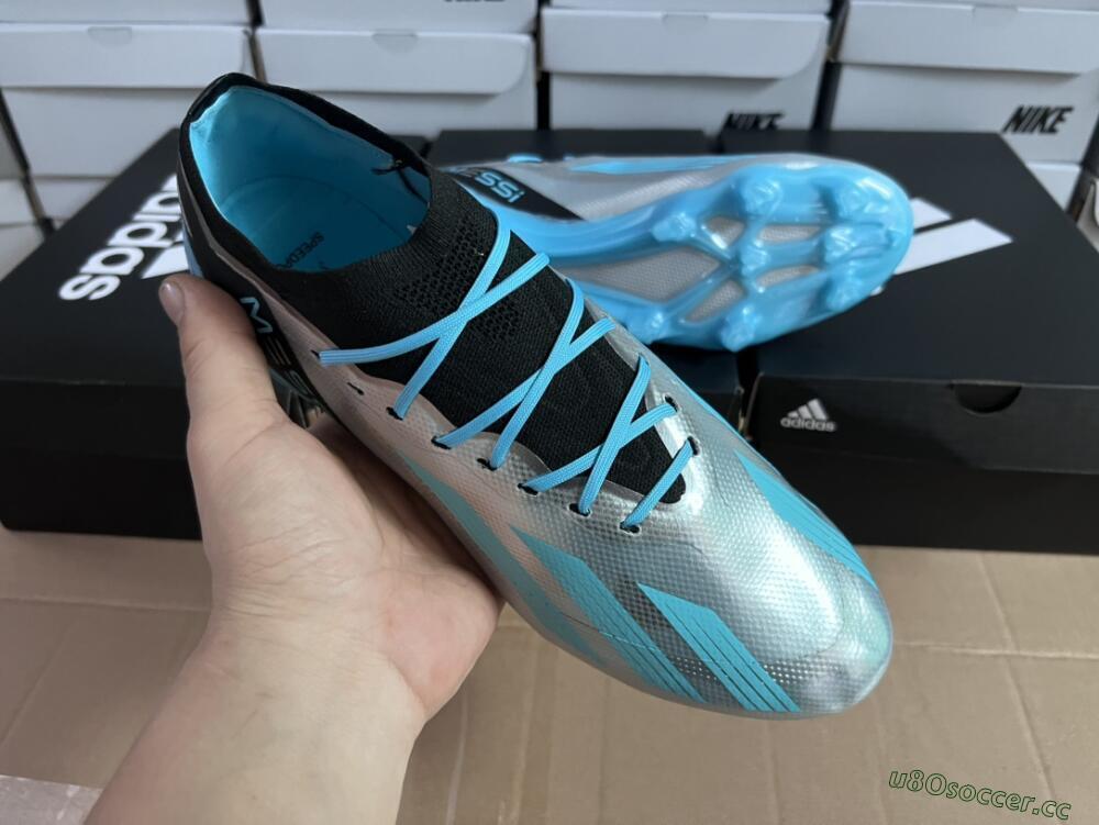 Unisex Adidas X Speedportal .1 2022 World Cup Boots FG Firm Ground Low-Tops Football Boots - Silver/Blue/Black