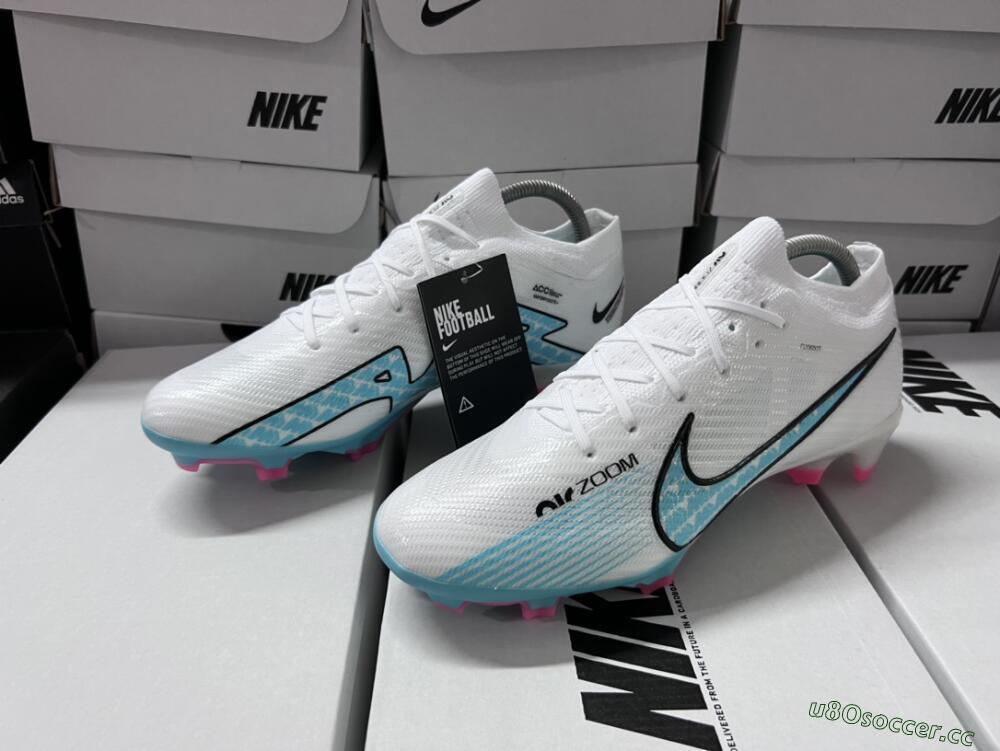 Unisex Nike Air Zoom Mercurial Vapor 15 Elite FG Firm Ground Low-Tops Football Boots - White/Blue/Pink