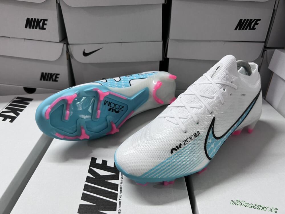 Unisex Nike Air Zoom Mercurial Vapor 15 Elite FG Firm Ground Low-Tops Football Boots - White/Blue/Pink