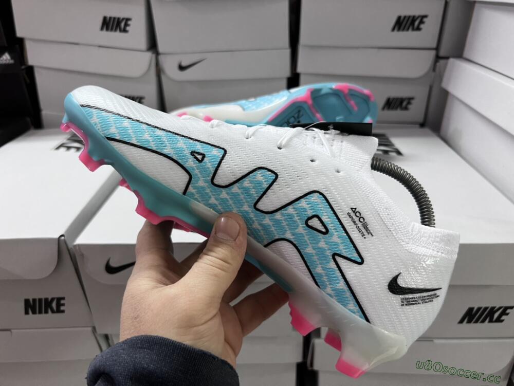 Unisex Nike Air Zoom Mercurial Vapor 15 Elite FG Firm Ground Low-Tops Football Boots - White/Blue/Pink