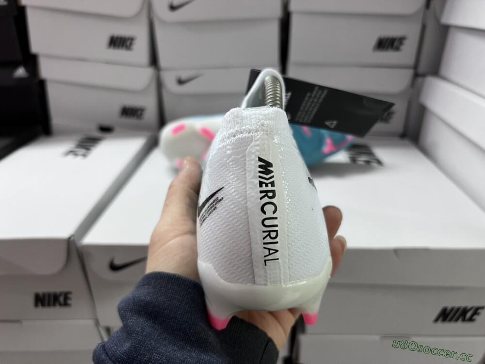 Unisex Nike Air Zoom Mercurial Vapor 15 Elite FG Firm Ground Low-Tops Football Boots - White/Blue/Pink