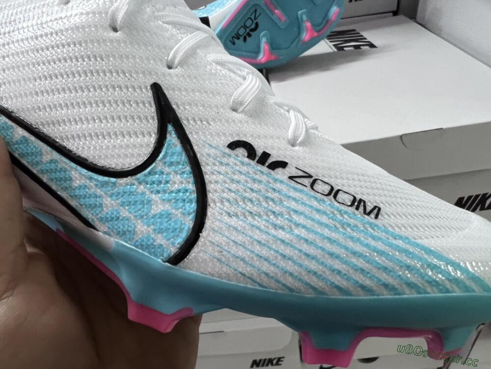 Unisex Nike Air Zoom Mercurial Vapor 15 Elite FG Firm Ground Low-Tops Football Boots - White/Blue/Pink
